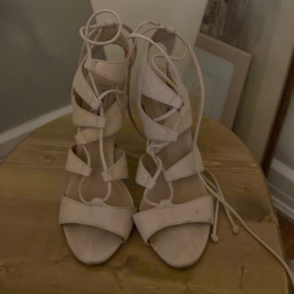 Steve Madden lace up nude heels